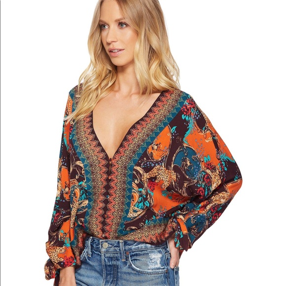 Free People Tops - EUC Free People orange aqua purple top S